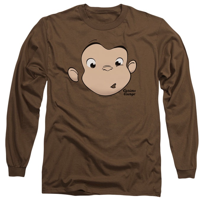 Curious George George Face Mens Long Sleeve Shirt Coffee Coffee