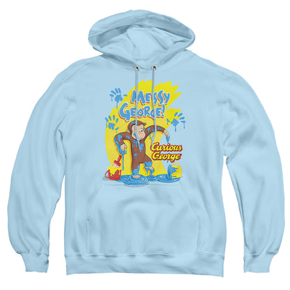Curious George Messy George Mens Hoodie Light Blue Light Blue Officially Licensed