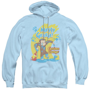 Curious George Messy George Mens Hoodie Light Blue Light Blue