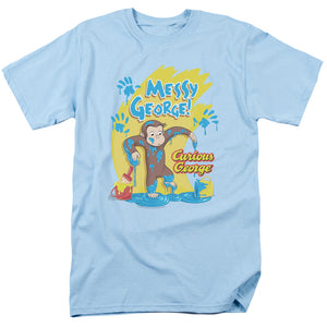 Curious George Messy George Mens T Shirt Light Blue Light Blue