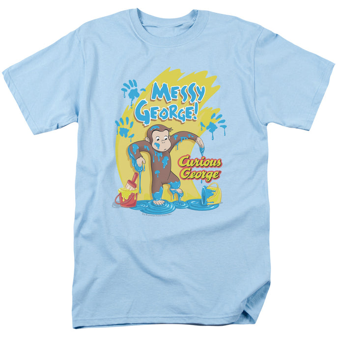 Curious George Messy George Mens T Shirt Light Blue