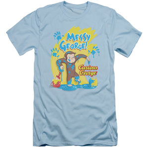 Curious George Messy George Slim Fit Mens T Shirt Light Blue Light Blue