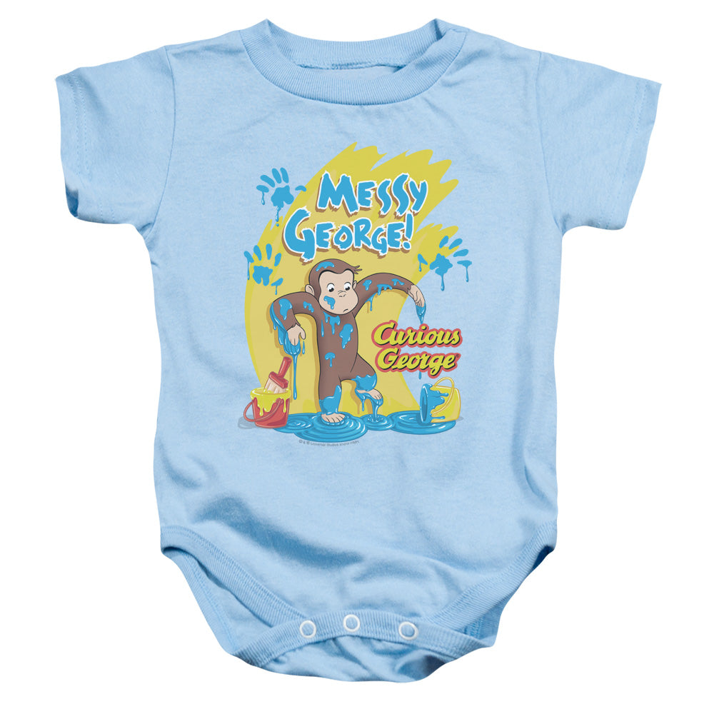 Curious George Messy George Infant Baby Snapsuit Light Blue (6 Mos) Light Blue (6 Mos)