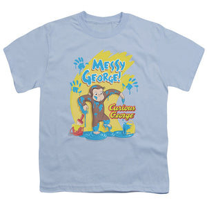 Curious George Messy George Kids Youth T Shirt Light Blue Light Blue