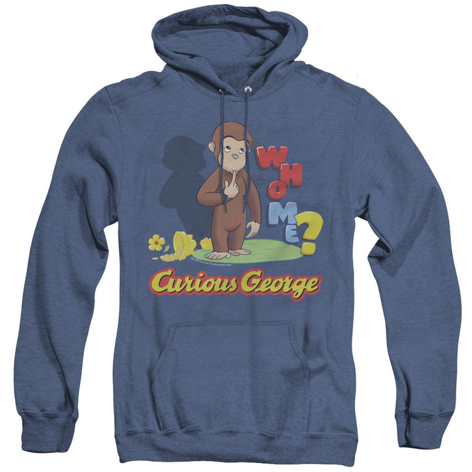 Curious George Who Me Heather Mens Hoodie Royal Blue