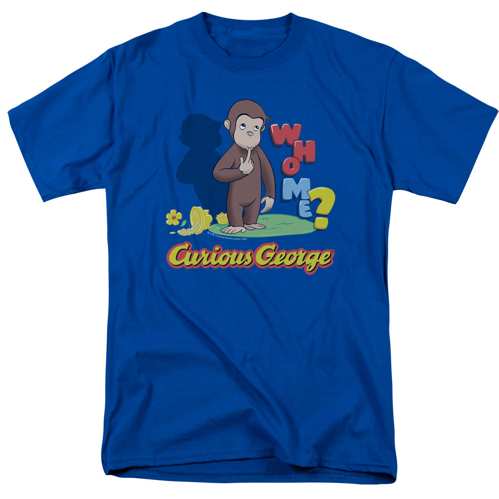 Curious George Who Me Mens T Shirt Royal Blue Royal Blue Officially Licensed
