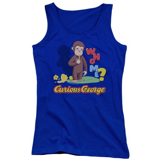 Curious George Who Me Womens Tank Top Shirt Royal Blue