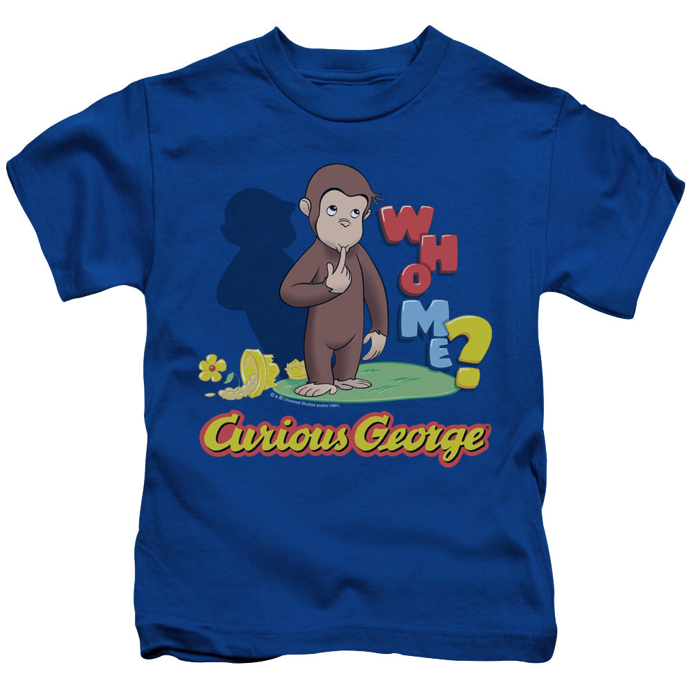 Curious George Who Me Juvenile Kids Youth T Shirt Royal Blue