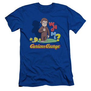 Curious George Who Me Slim Fit Mens T Shirt Royal Blue