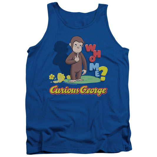 Curious George Who Me Mens Tank Top Shirt Royal Royal Blue