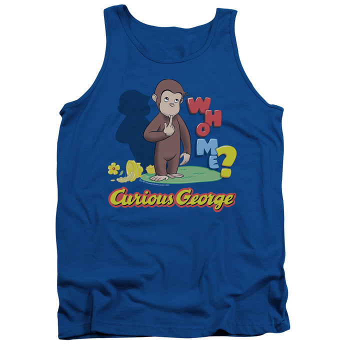 Curious George Who Me Mens Tank Top Shirt Royal Royal Blue