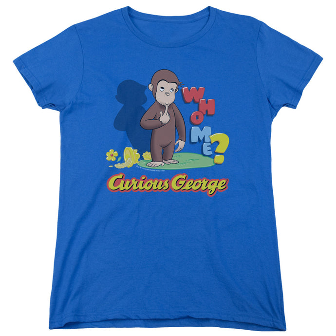 Curious George Who Me Womens T Shirt Royal Blue