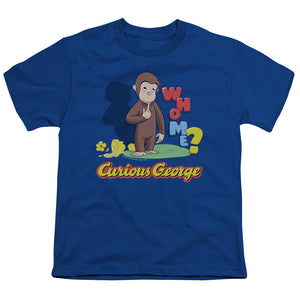 Curious George Who Me Kids Youth T Shirt Royal Blue