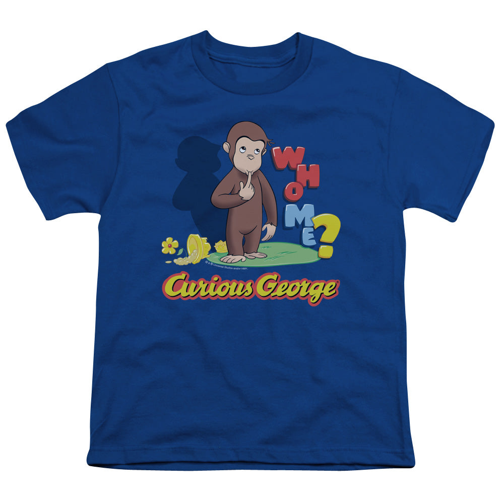 Curious George Who Me Kids Youth T Shirt Royal Blue