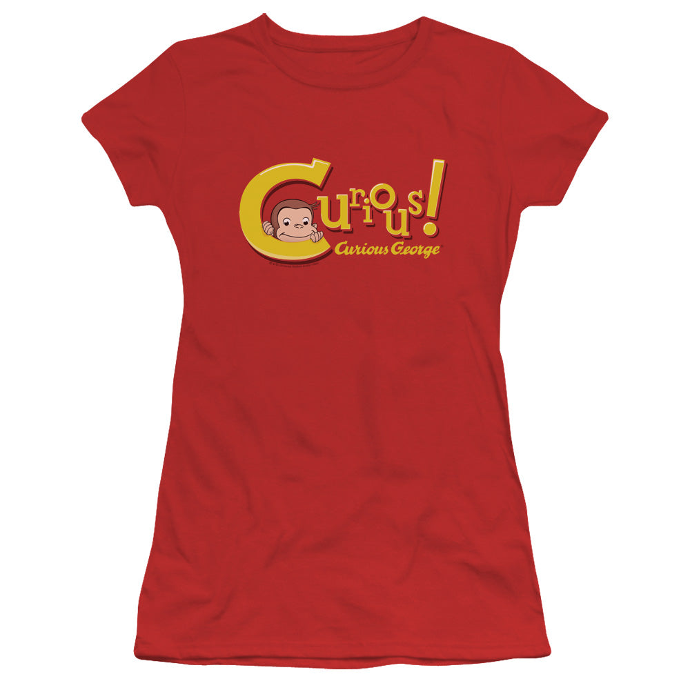 Curious George Curious Junior Sheer Cap Sleeve Womens T Shirt Red Red