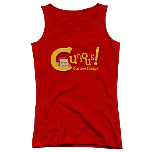 Curious George Curious Womens Tank Top Shirt Red