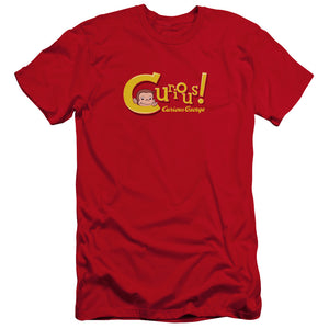 Curious George Curious Premium Bella Canvas Slim Fit Mens T Shirt Red