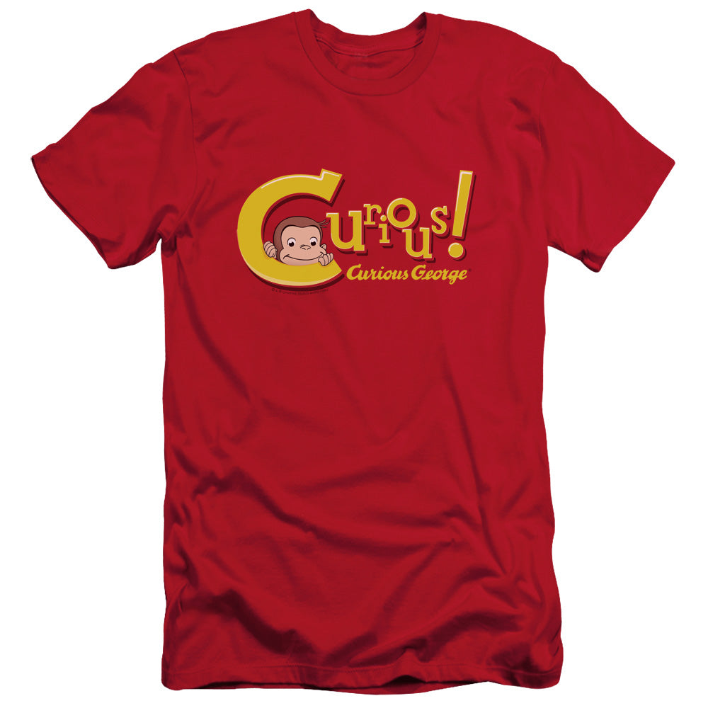 Curious George Curious Slim Fit Mens T Shirt Red Red