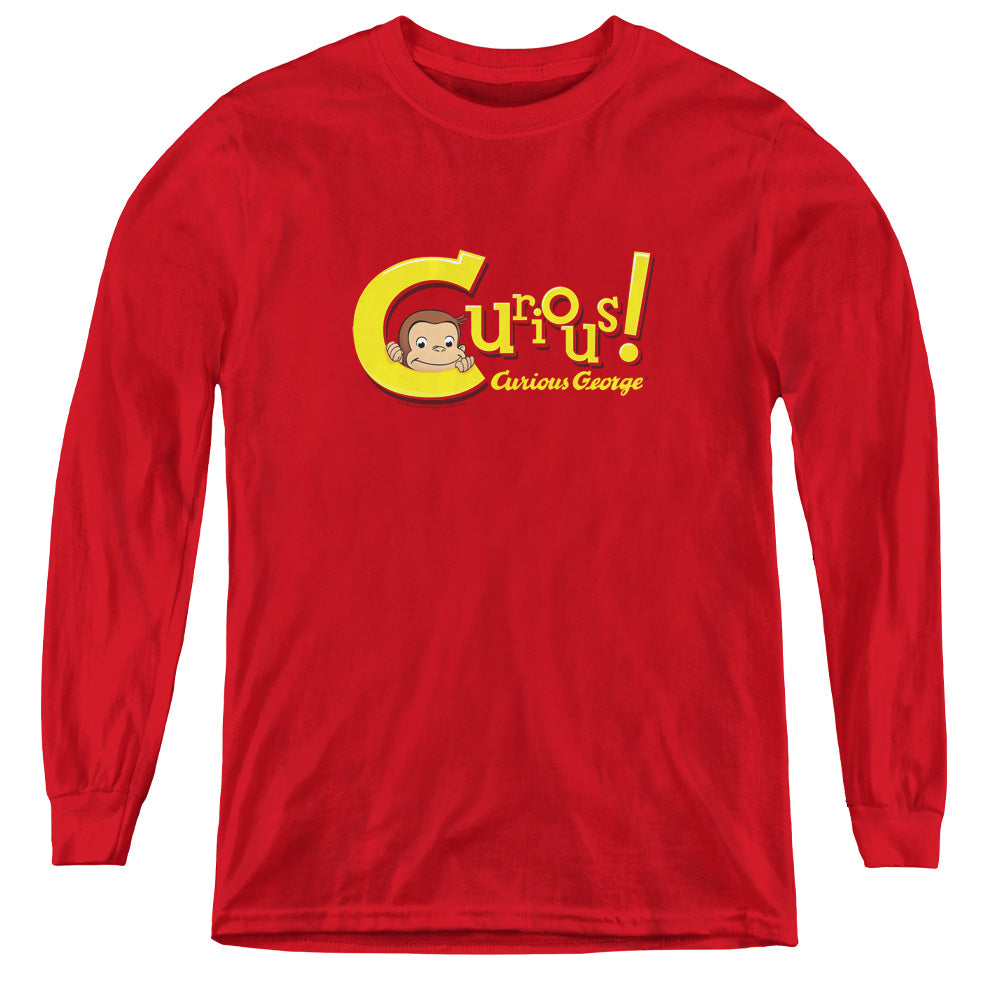 Curious George Curious Long Sleeve Kids Youth T Shirt Red Red