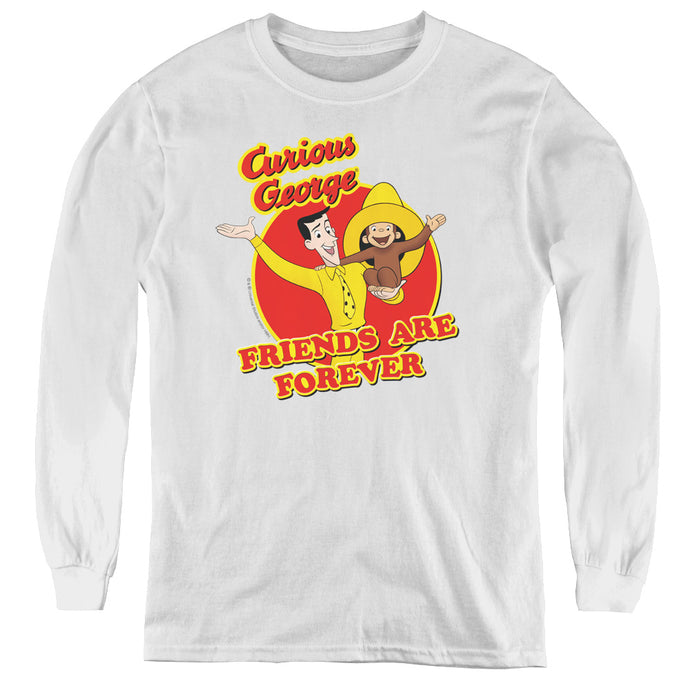 Curious George Friends Long Sleeve Kids Youth T Shirt White