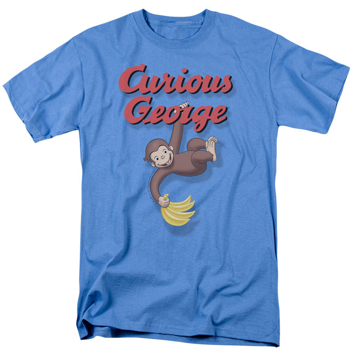 Curious George Hangin Out Mens T Shirt Carolina Blue Carolina Blue