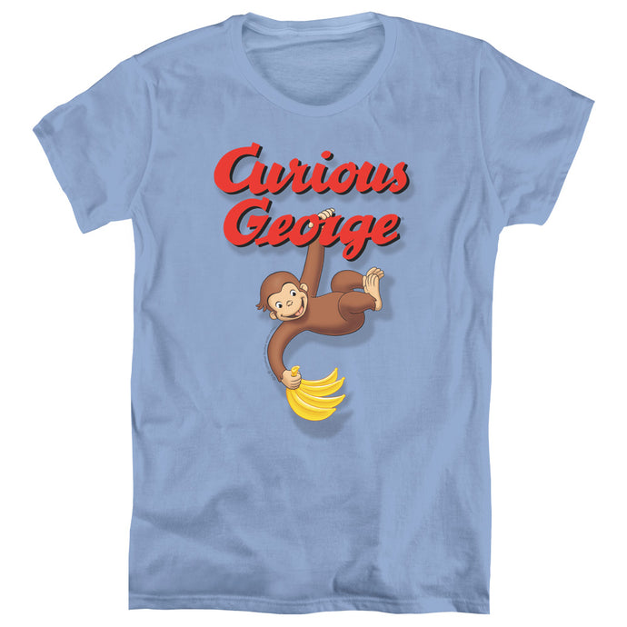 Curious George Hangin Out Womens T Shirt Carolina Blue