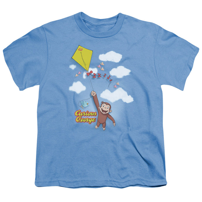 Curious George Flight Kids Youth T Shirt Carolina Blue