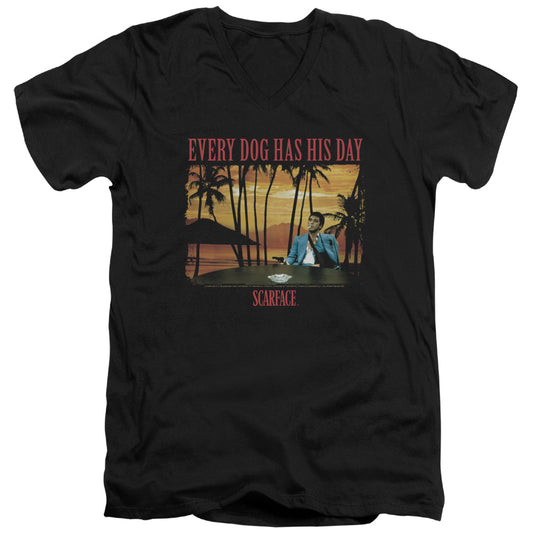 Scarface A Dog Day Mens Slim Fit V-Neck T Shirt Black