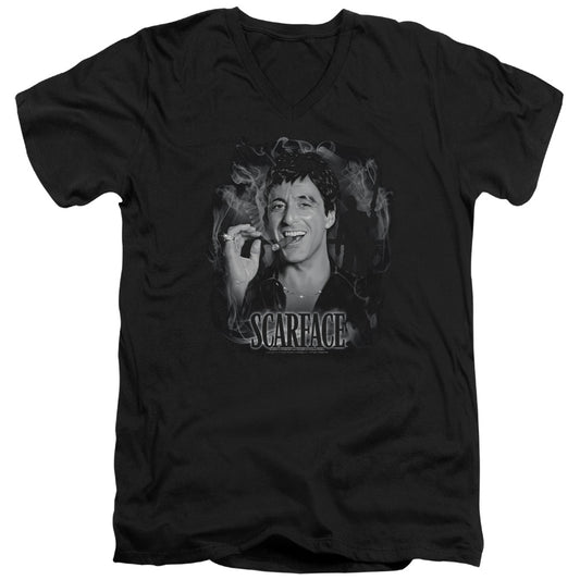 Scarface okey Scar Mens Slim Fit V-Neck T Shirt Black