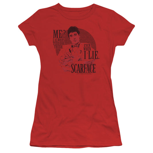 Scarface Truth Junior Sheer Cap Sleeve Womens T Shirt Red