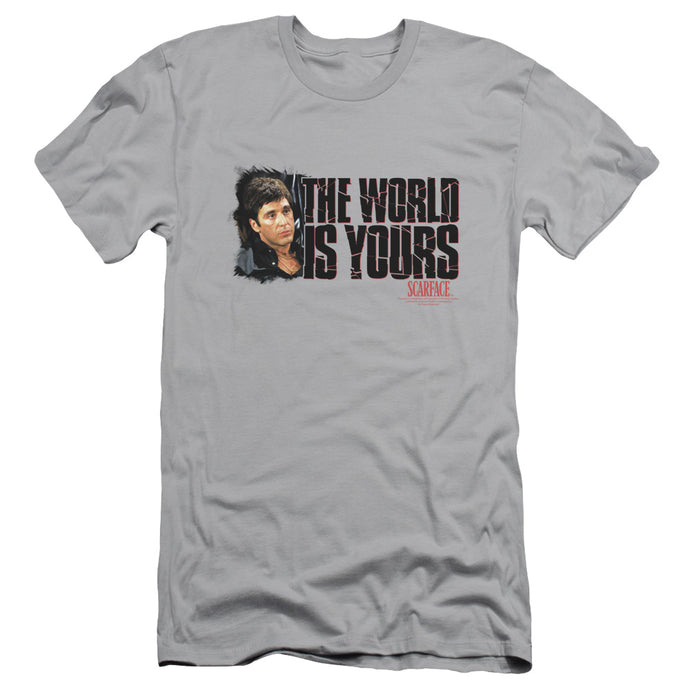 Scarface The World Is Yours Slim Fit Mens T Shirt Silver