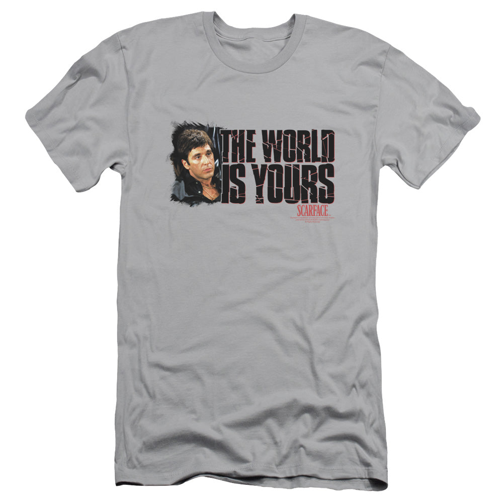 Scarface The World Is Yours Slim Fit Mens T Shirt Silver