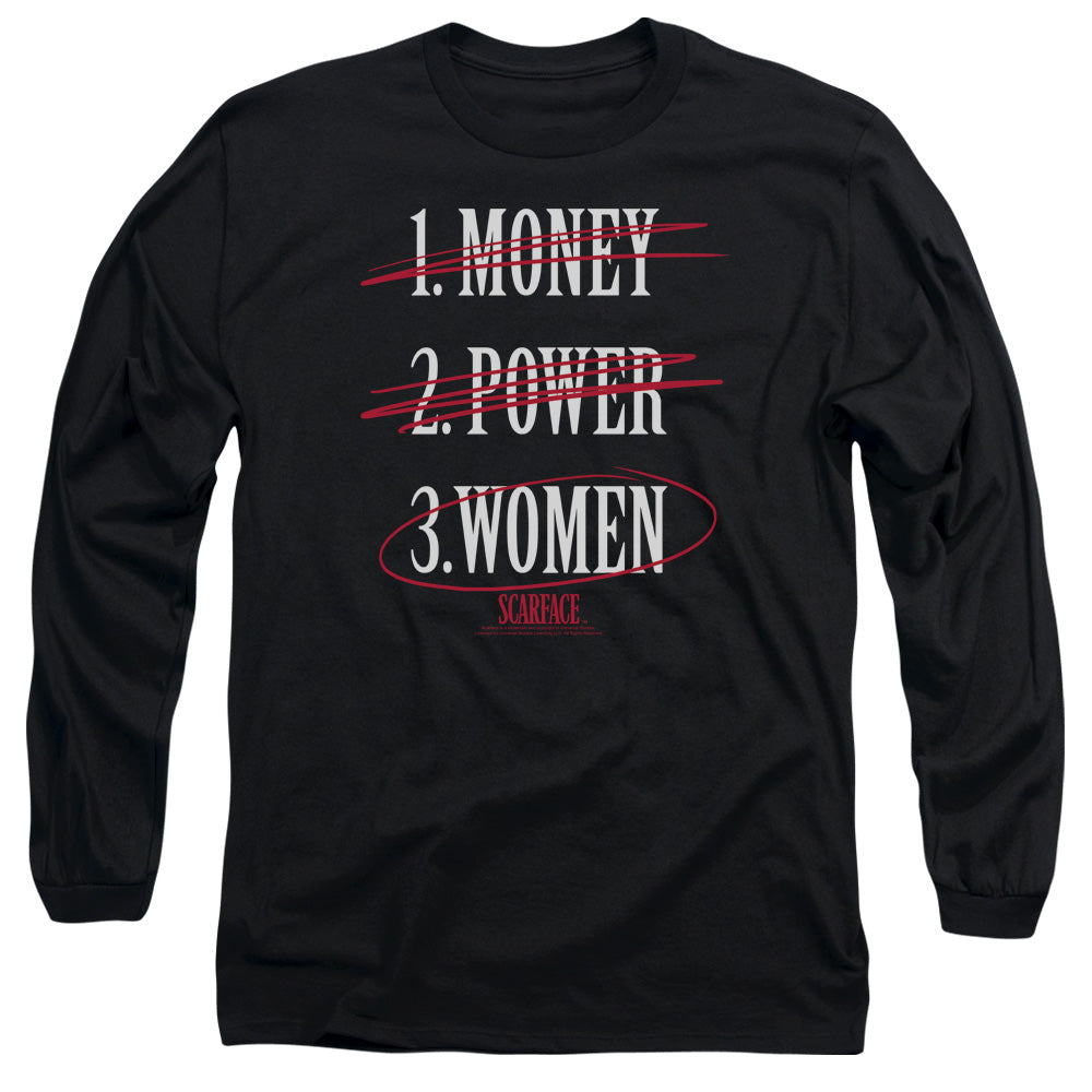 Scarface Money Power Women Mens Long Sleeve Shirt Black