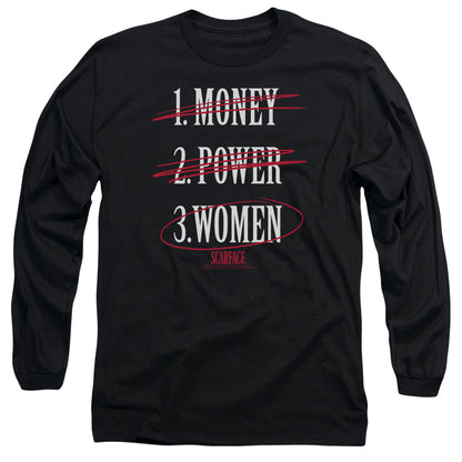 Scarface Money Power Women Mens Long Sleeve Shirt Black