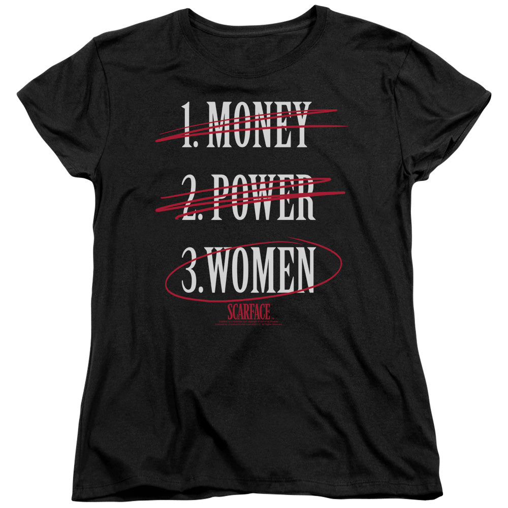 Scarface Money Power Women Womens T Shirt Black