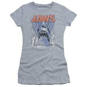 Jaws Comic Splash Junior Sheer Cap Sleeve Womens T Shirt Athletic Heather