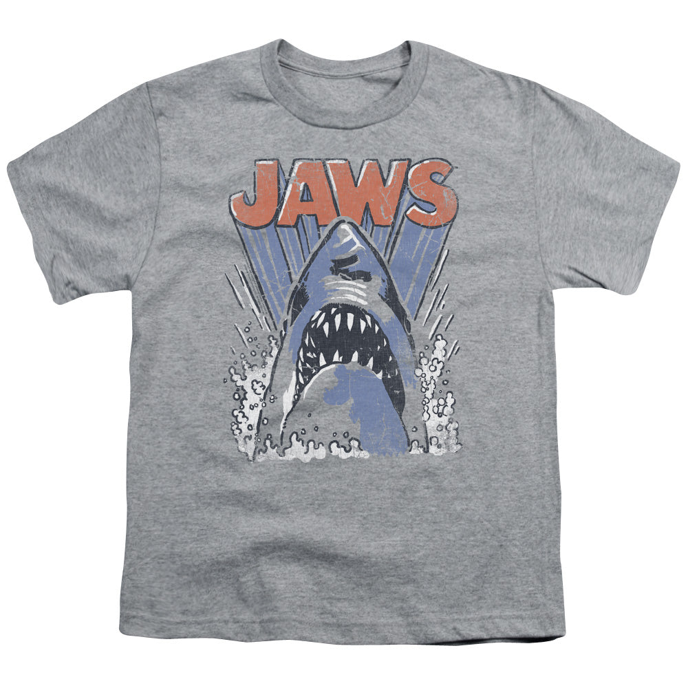Jaws Comic Splash Kids Youth T Shirt Athletic Heather