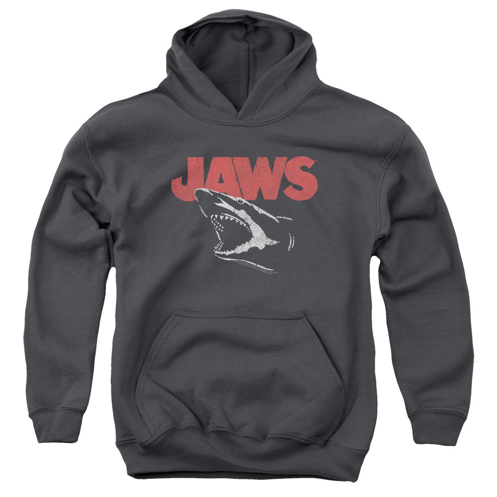 Jaws Cracked Jaw Kids Youth Hoodie Charcoal