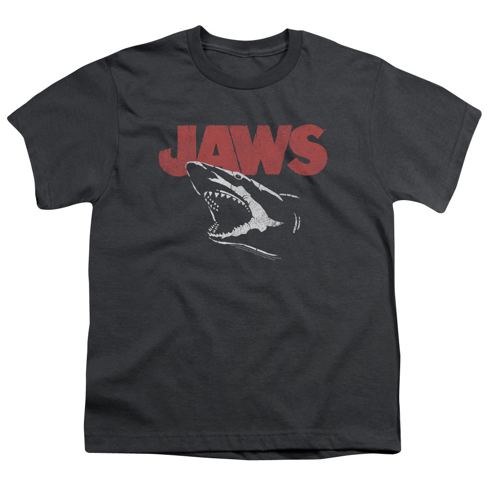 Jaws Cracked Jaw Kids Youth T Shirt Charcoal