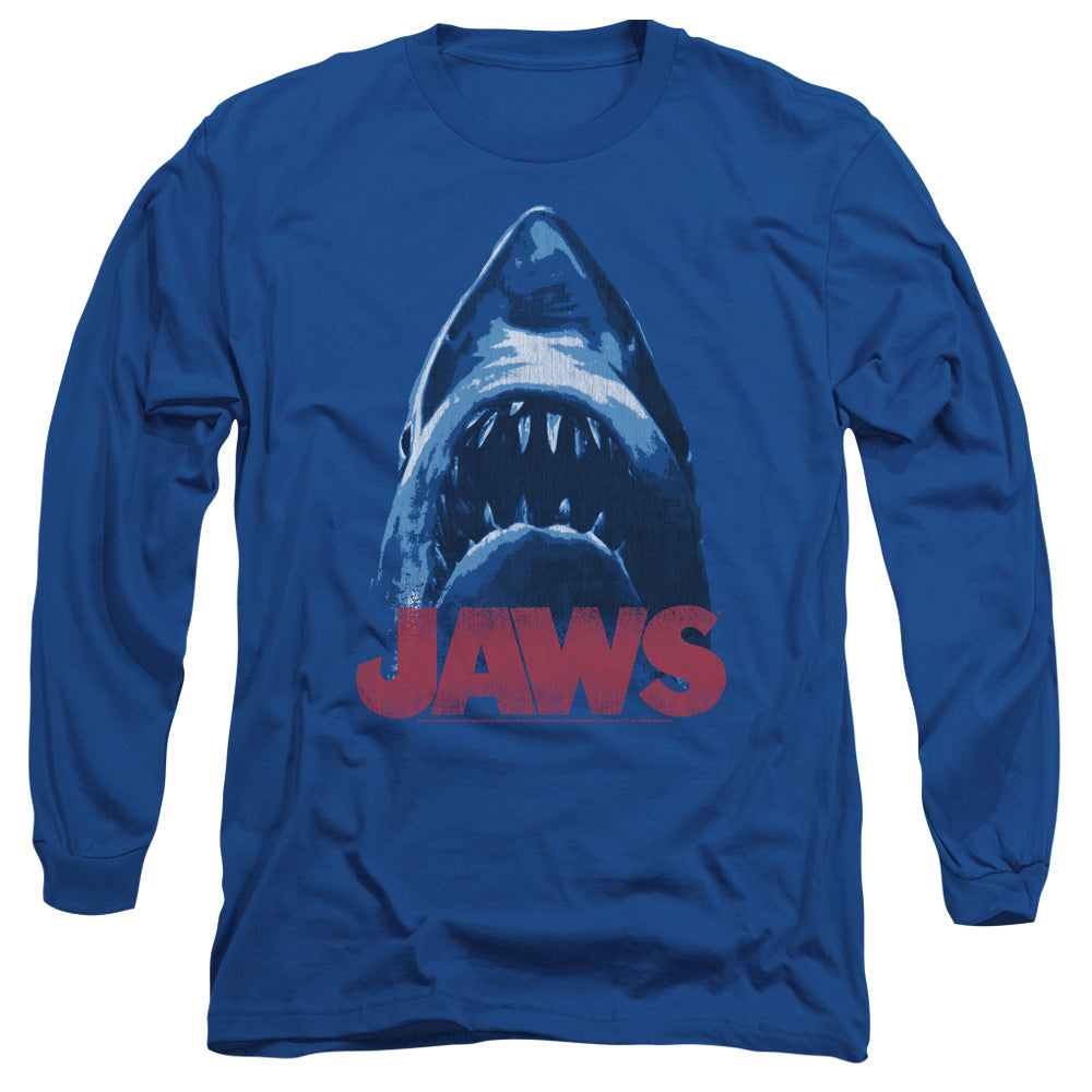 Jaws From Below Mens Long Sleeve Shirt Royal Blue