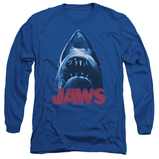 Jaws From Below Mens Long Sleeve Shirt Royal Blue
