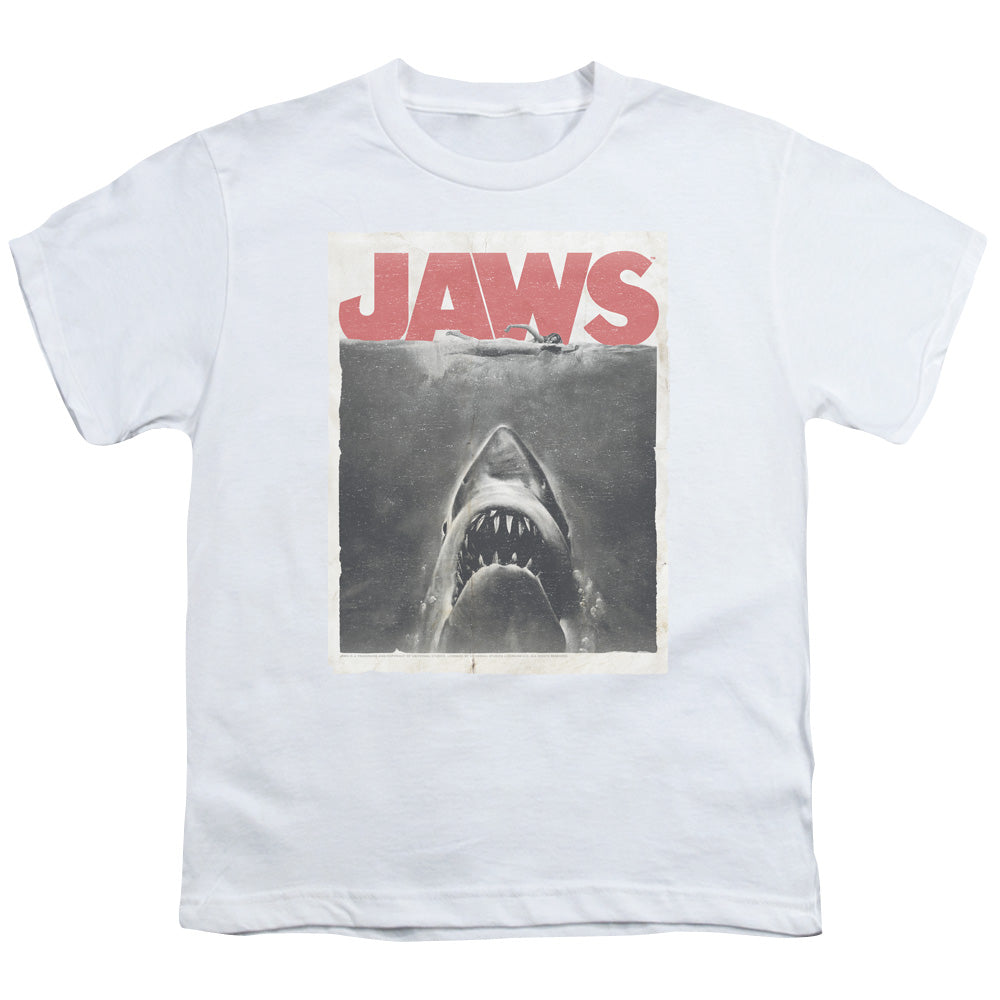 Jaws Classic Fear Kids Youth T Shirt White