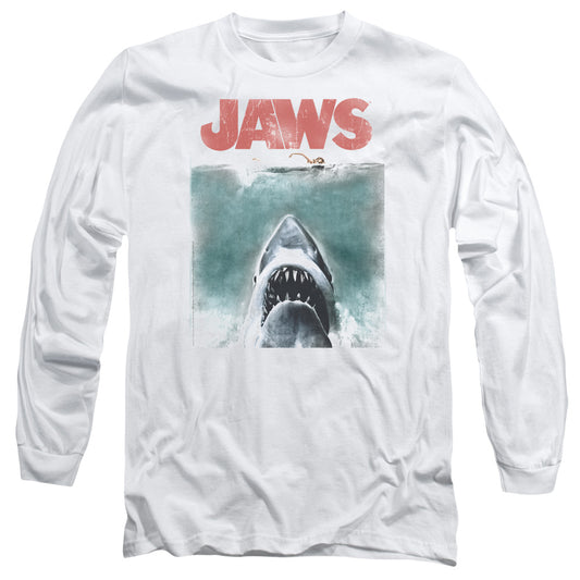 Jaws Vintage Poster Mens Long Sleeve Shirt White