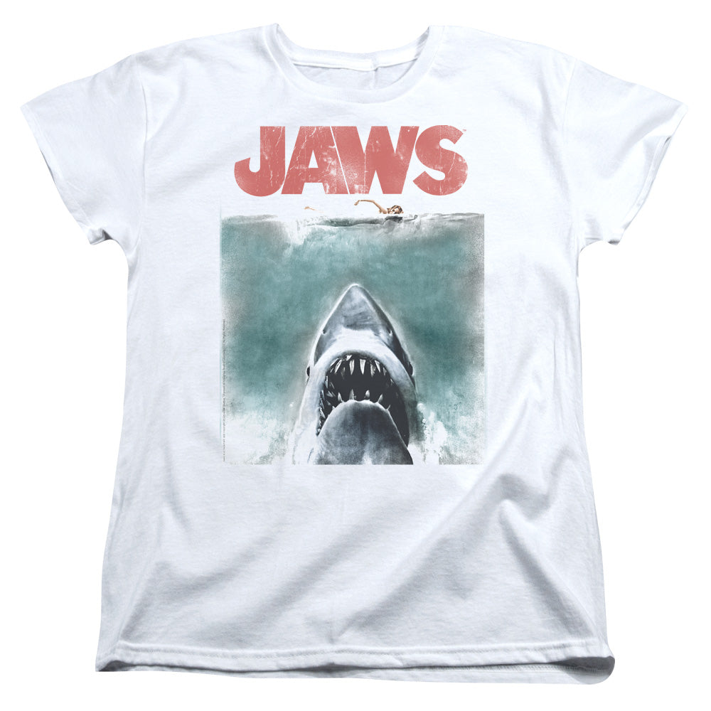 Jaws Vintage Poster Womens T Shirt White