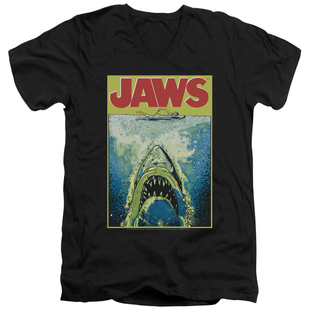 Jaws Bright Jaws Mens Slim Fit V-Neck T Shirt Black
