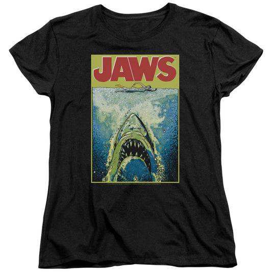 Jaws Bright Jaws Womens T Shirt Black