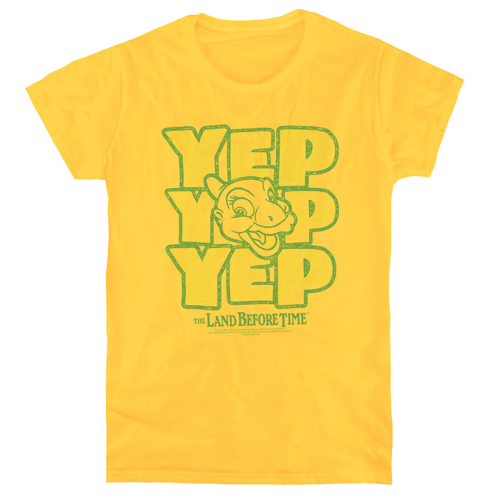 The Land Before Time Yep Yep Yep Womens T Shirt Yellow