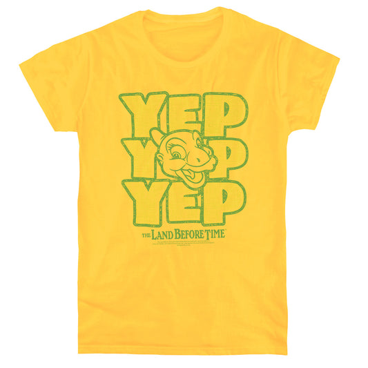 The Land Before Time Yep Yep Yep Womens T Shirt Yellow