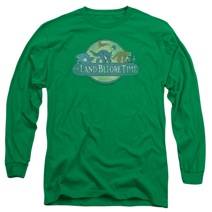 The Land Before Time Retro Logo Mens Long Sleeve Shirt Kelly Green