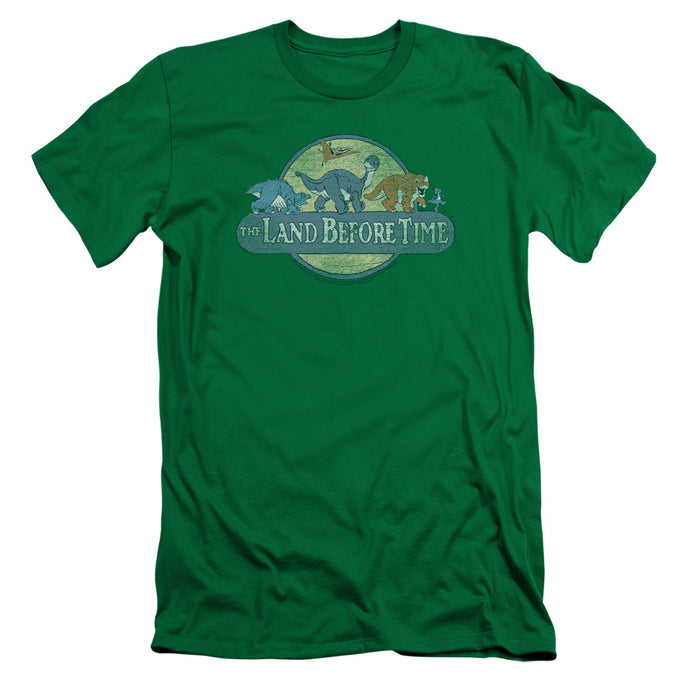 The Land Before Time Retro Logo Slim Fit Mens T Shirt Kelly Green